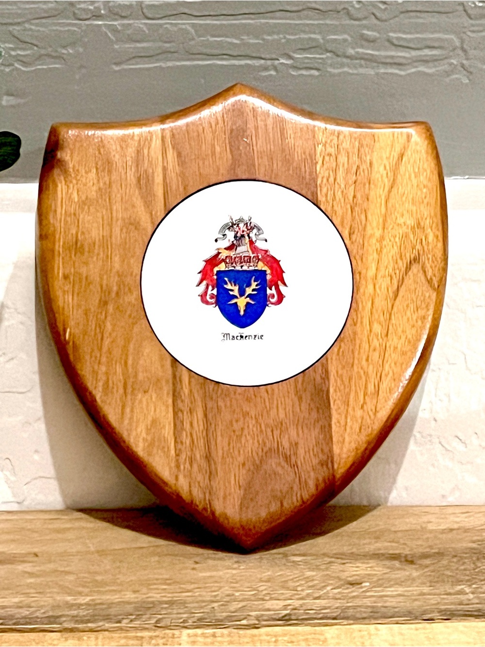 Clan MacKenzie Scottish Family Crest Wooden Shield Wall Plaque 8”x7” Heraldry